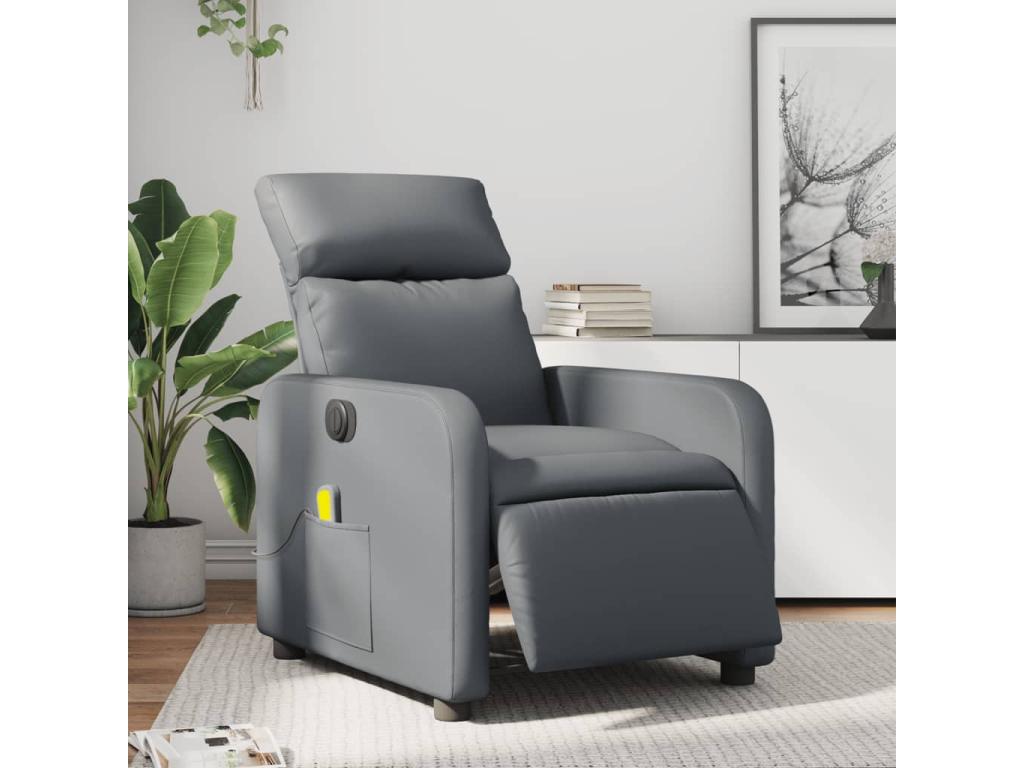 Fauteuil d'appoint en similicuir gris - dlz1766459712872