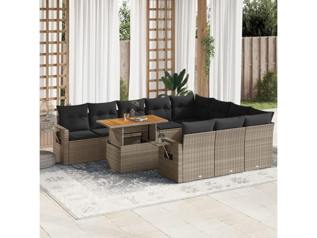 Ensemble de mobilier de jardin en résine tressée grise - dlz1766460061364