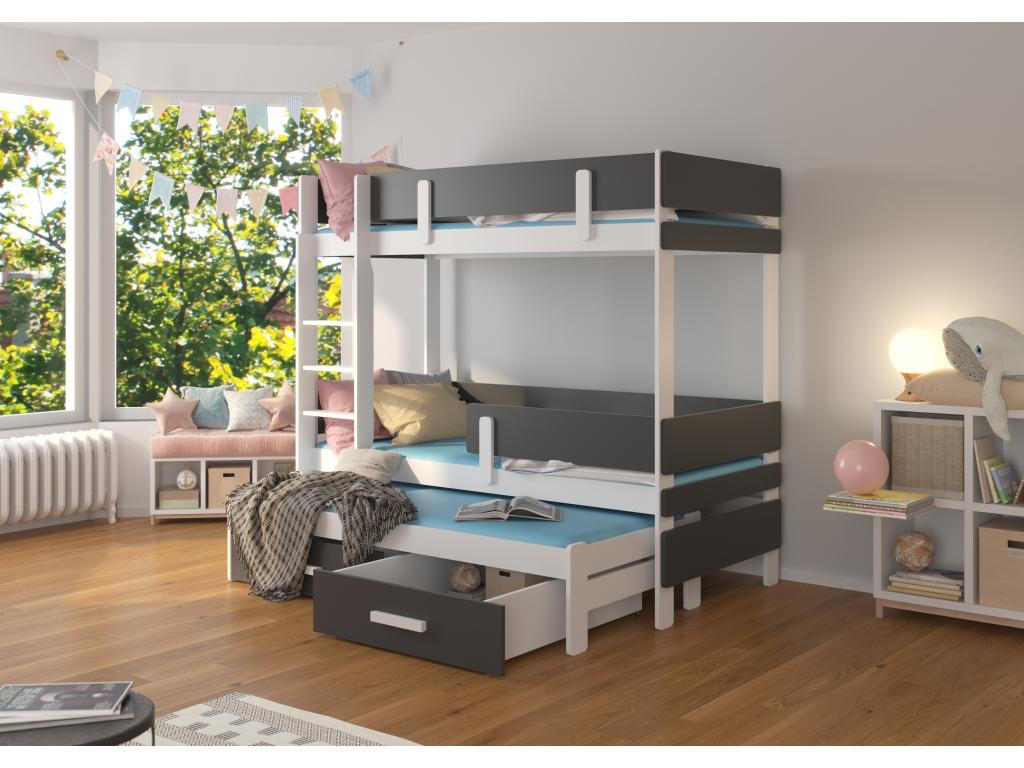 Lit gris, 90 x 200 cm