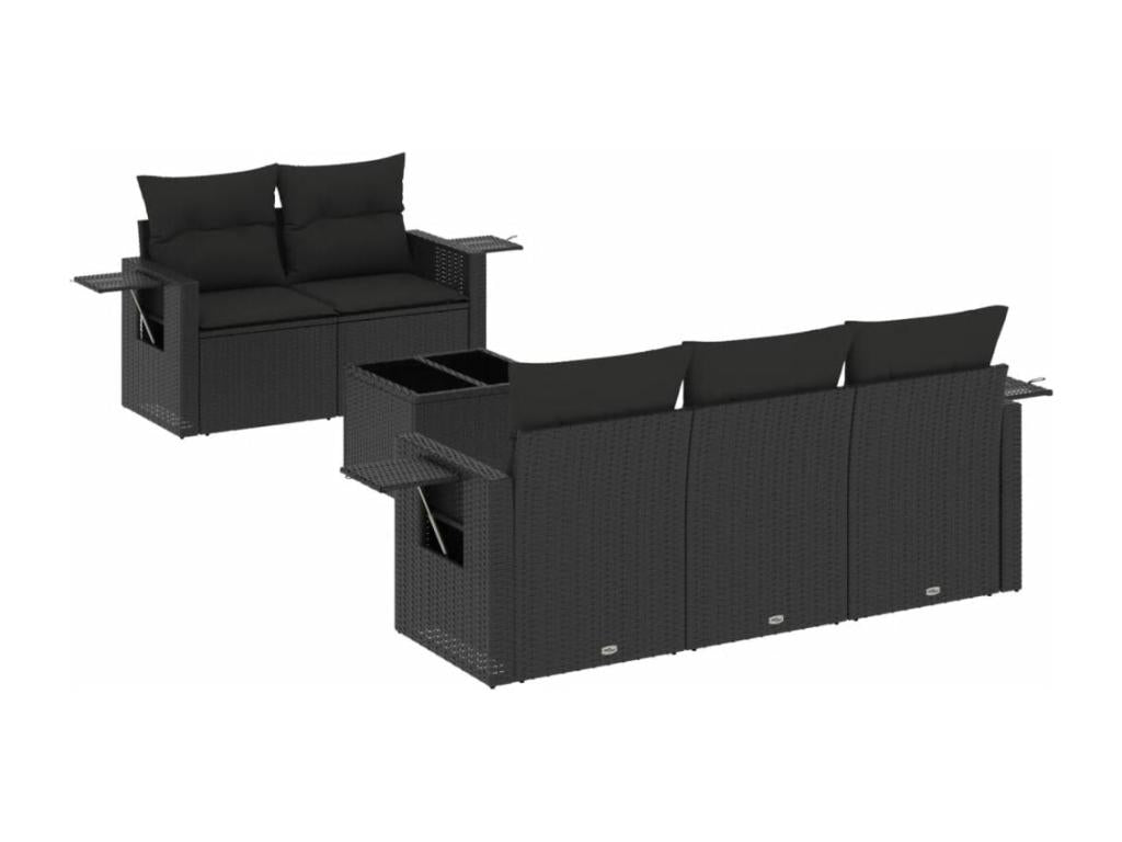 Ensemble de mobilier de jardin en résine tressée noire - dlz1766459946929
