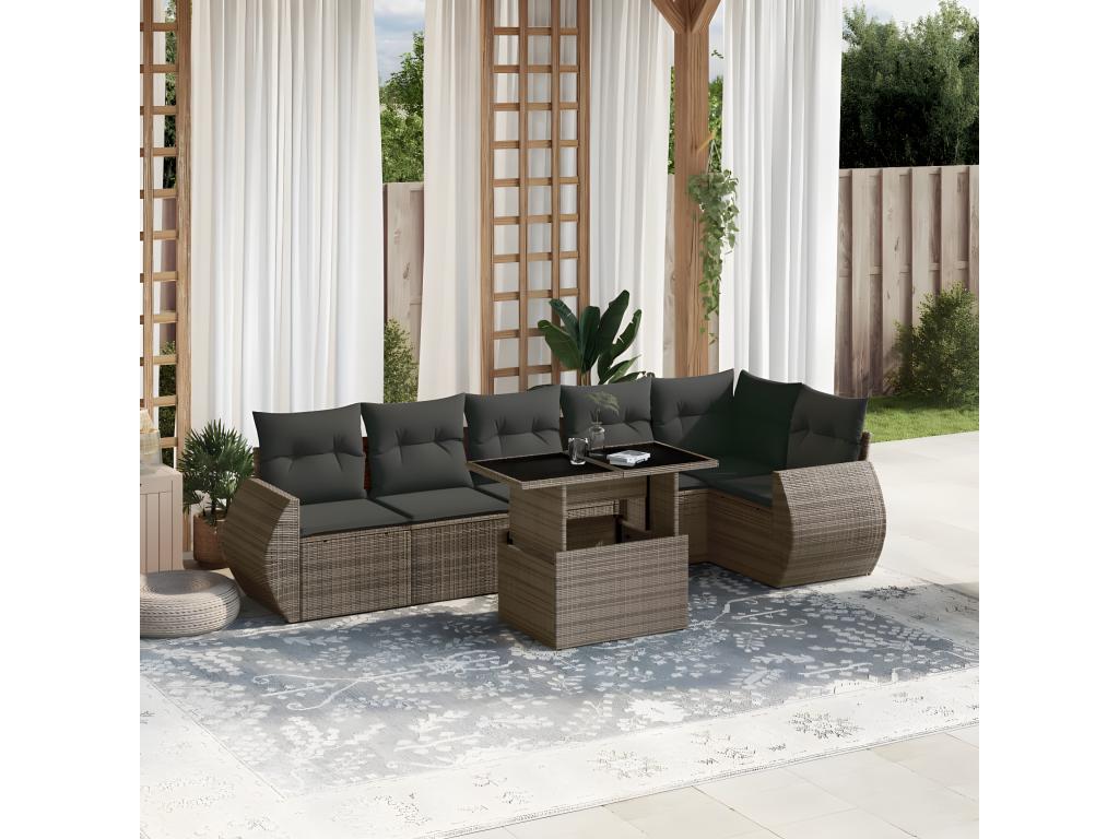 Ensemble de mobilier de jardin en résine tressée grise - dlz1766460054099