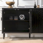 Meuble de rangement en bois à 4 portes, meuble d'appoint noir moderne, meuble autoportant, buffet en bois