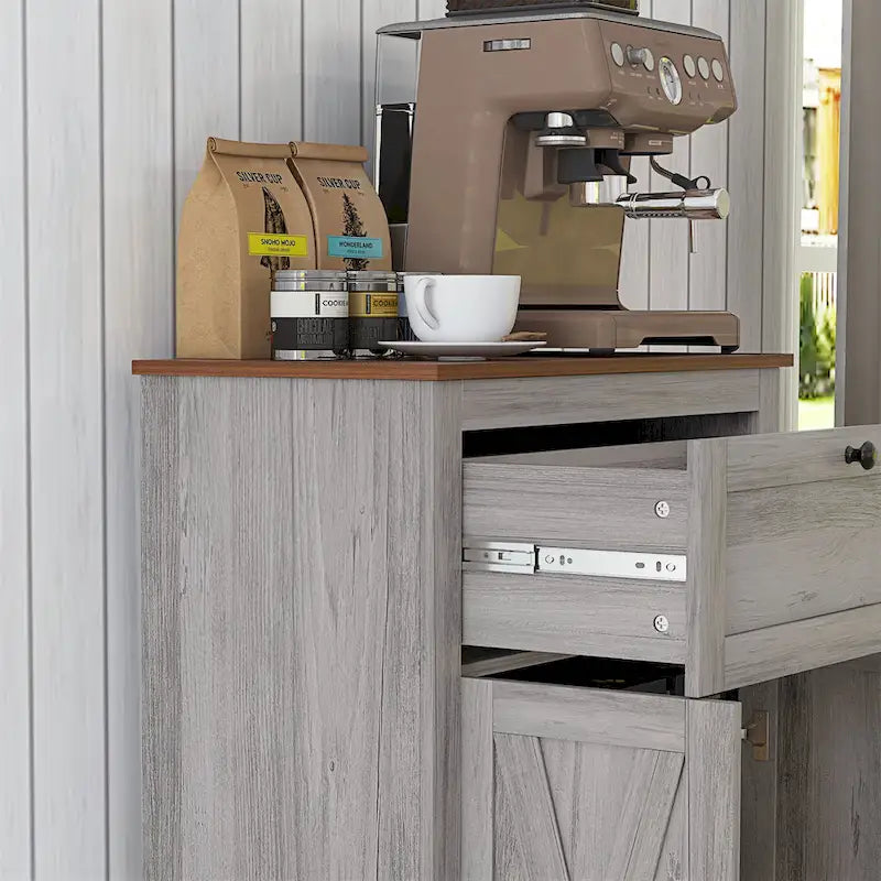 Meuble d'appoint style grange, buffet de cuisine avec double porte, tiroir et étagère réglable
