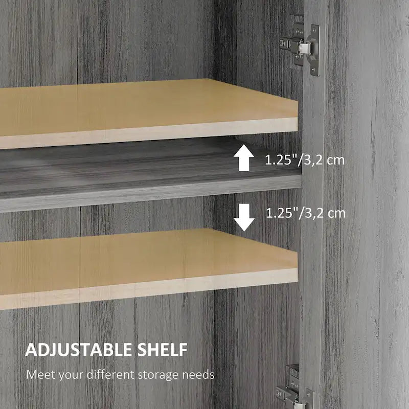 Meuble d'appoint style grange, buffet de cuisine avec double porte, tiroir et étagère réglable
