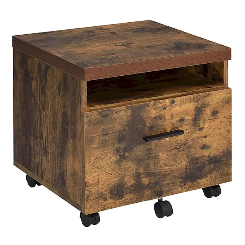 Weathered Oak and Black 1-DrawerFile Cabinet