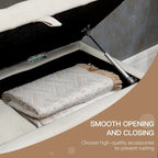 Pouf de rangement de 89 cm (35 pouces), pouf capitonné en lin avec rangement intégré