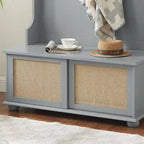 Porte-vêtements, banc de rangement, étagère à chaussures avec porte en rotin pour entrée