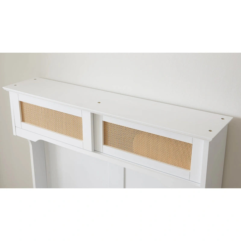 Porte-vêtements, banc de rangement, étagère à chaussures avec porte en rotin pour entrée