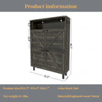 Meuble à chaussures de style campagnard avec portes coulissantes, organisateur de chaussures avec 2 tiroirs rabattables, meuble à chaussures étroit autoportant