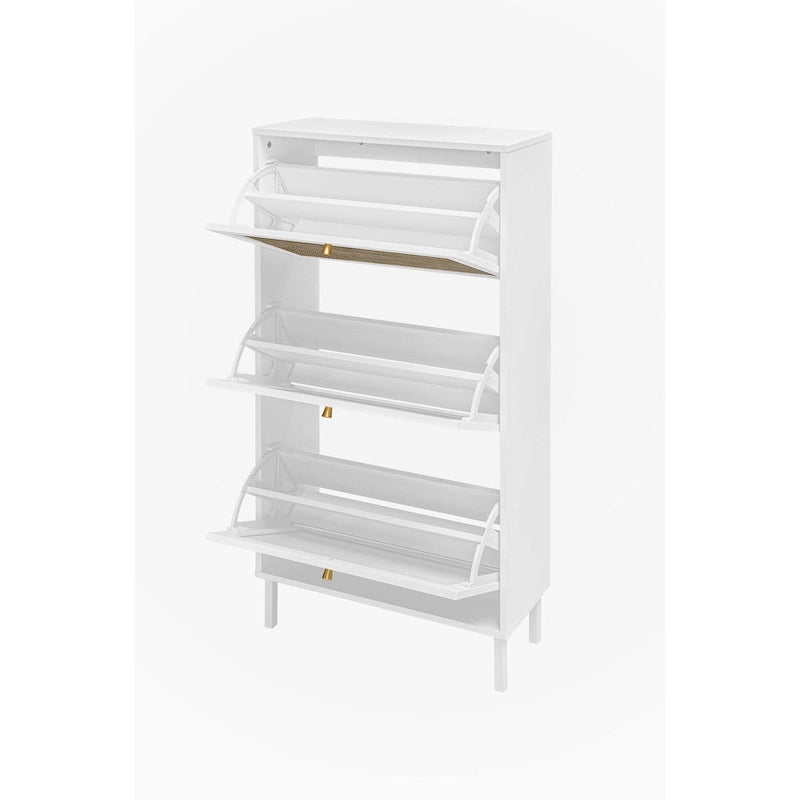 Étagère à chaussures en rotin à 3 portes