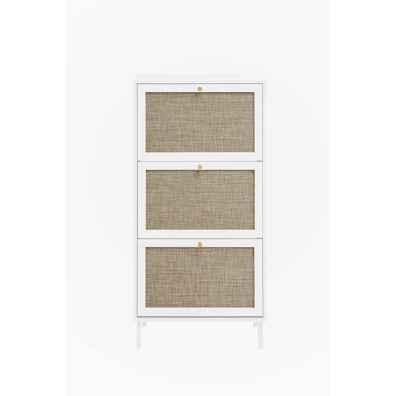 Étagère à chaussures en rotin à 3 portes