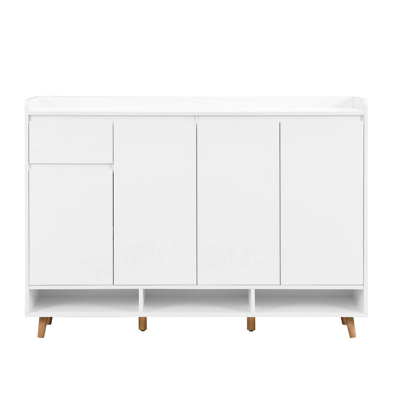 Meuble à chaussures élégant et contemporain avec étagères réglables, rangement minimaliste pour la maison avec pieds en bois massif