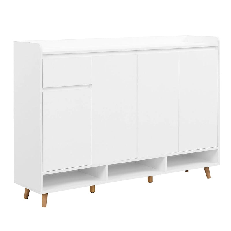 Meuble à chaussures élégant et contemporain avec étagères réglables, rangement minimaliste pour la maison avec pieds en bois massif