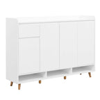 Meuble à chaussures élégant et contemporain avec étagères réglables, rangement minimaliste pour la maison avec pieds en bois massif
