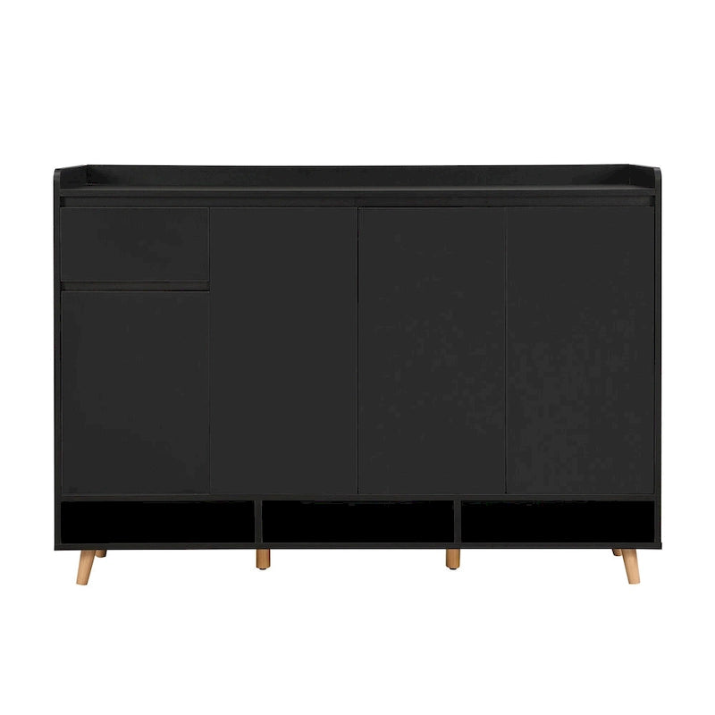 Meuble à chaussures élégant et contemporain avec étagères réglables, rangement minimaliste pour la maison avec pieds en bois massif