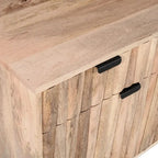 Meuble Latimer de style moderne du milieu du siècle, fabriqué à la main en bois de manguier, avec 2 tiroirs et 2 portes, par Christopher Knight Home