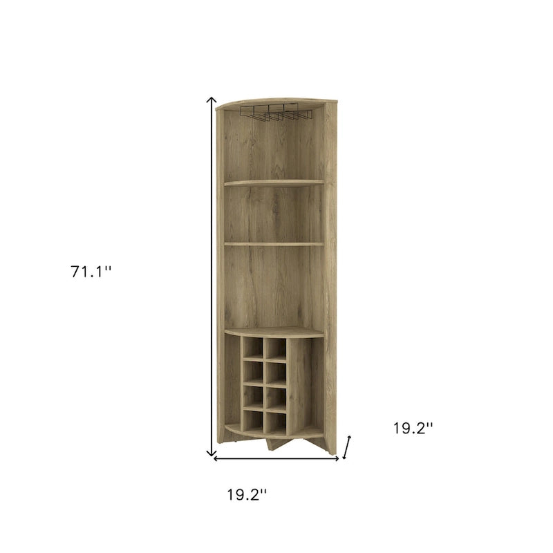 Meuble bar d'angle HomeRoots 71 en bois brun clair