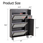 Meuble de rangement à chaussures avec portes en rotin et étagères réglables, étagère à chaussures moderne dissimulée avec 3 tiroirs rabattables