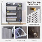 Meuble de rangement à chaussures avec portes en rotin et étagères réglables, étagère à chaussures moderne dissimulée avec 3 tiroirs rabattables