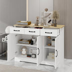 Buffet de style campagnard avec 3 tiroirs et 3 portes, idéal pour la salle à manger, le salon ou la cuisine - Blanc