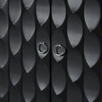 Buffet moderne à 4 portes avec portes à motif convexe et 2 poignées argentées pour salon, salle à manger, cuisine (noir)