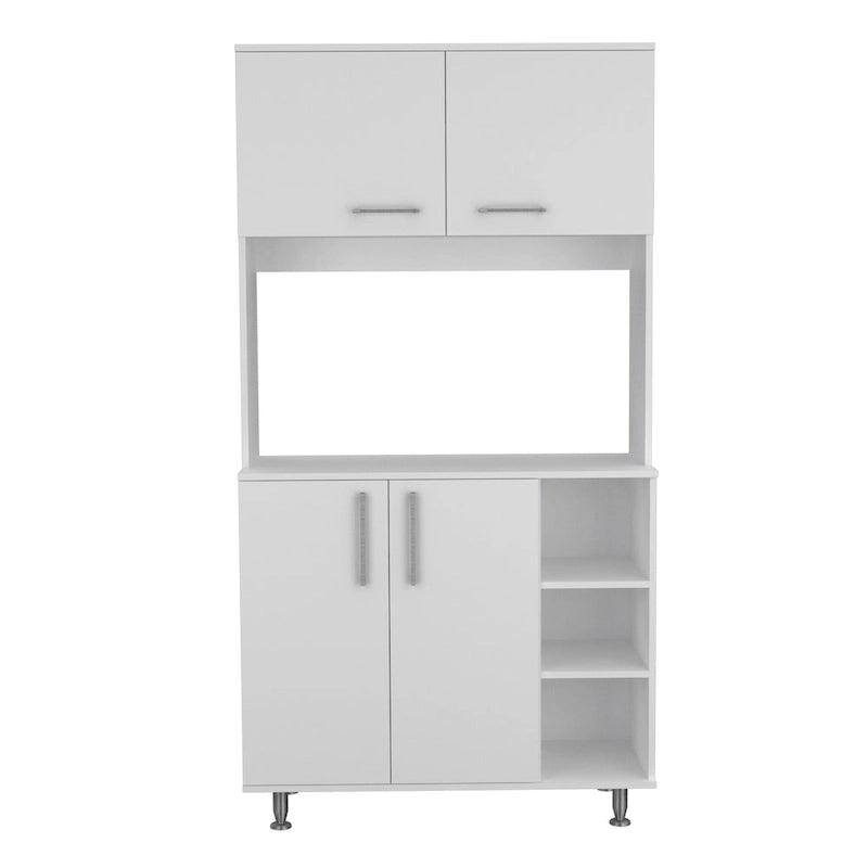 Armoire de cuisine à double porte, quatre pieds, trois étagères