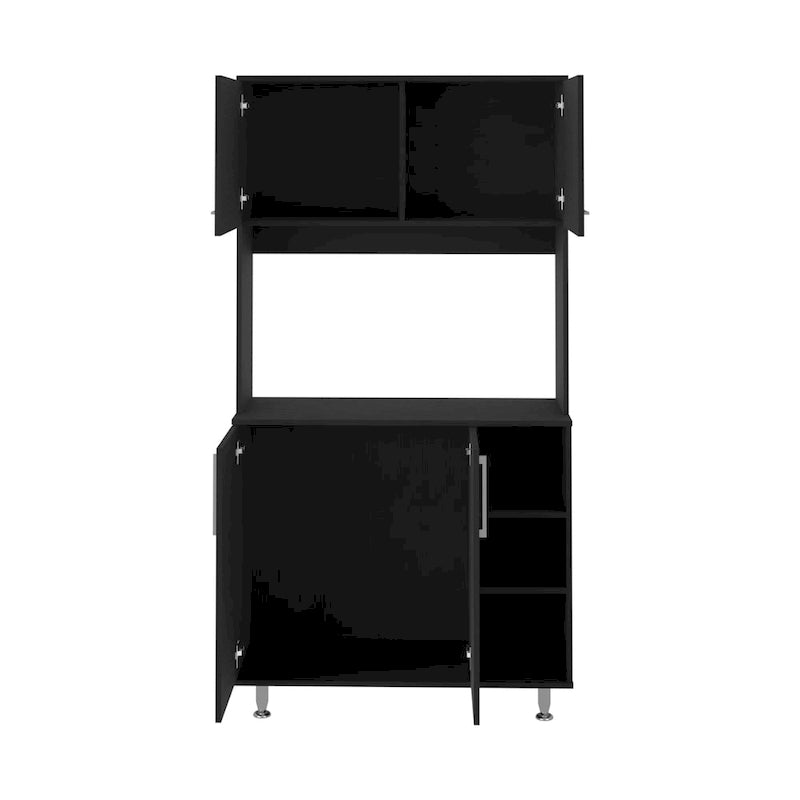 Armoire de cuisine à double porte, quatre pieds, trois étagères