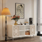 Meuble de salon style milieu du siècle, meuble TV, rangement de cuisine, buffet vitrine blanc, adapté aux meubles TV