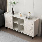 Meuble de salon style milieu du siècle, meuble TV, rangement de cuisine, buffet vitrine blanc, adapté aux meubles TV