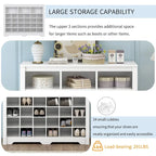 Meuble console à chaussures au design élégant avec 24 compartiments, meuble à chaussures moderne avec base incurvée, buffet polyvalent de haute qualité