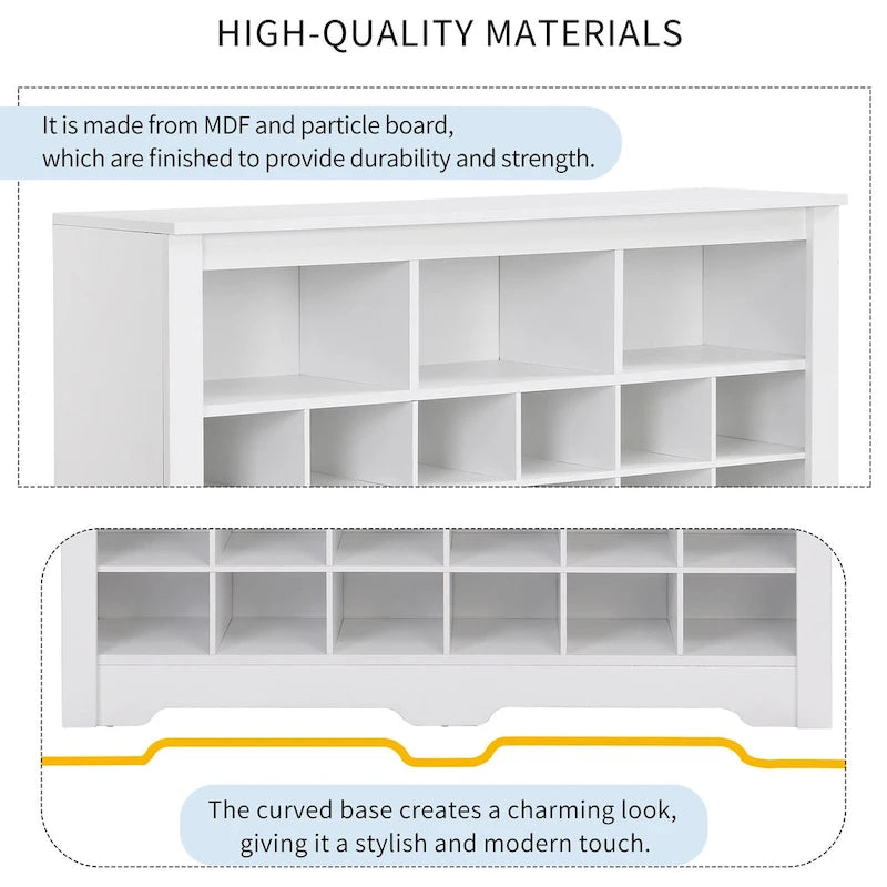 Meuble console à chaussures au design élégant avec 24 compartiments, meuble à chaussures moderne avec base incurvée, buffet polyvalent de haute qualité