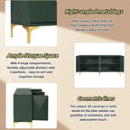 Buffet 4 portes de 60 pouces avec panneaux sculptés et étagères réglables pour entrée, salle à manger ou salon