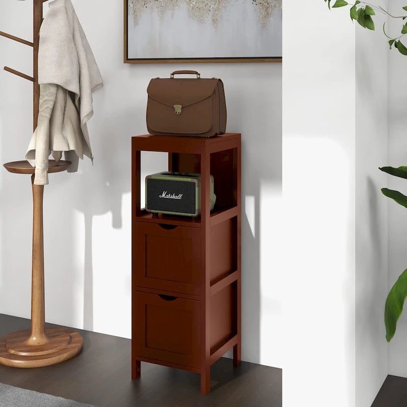 Meuble de salle de bain Costway, rangement latéral autoportant - Voir les détails