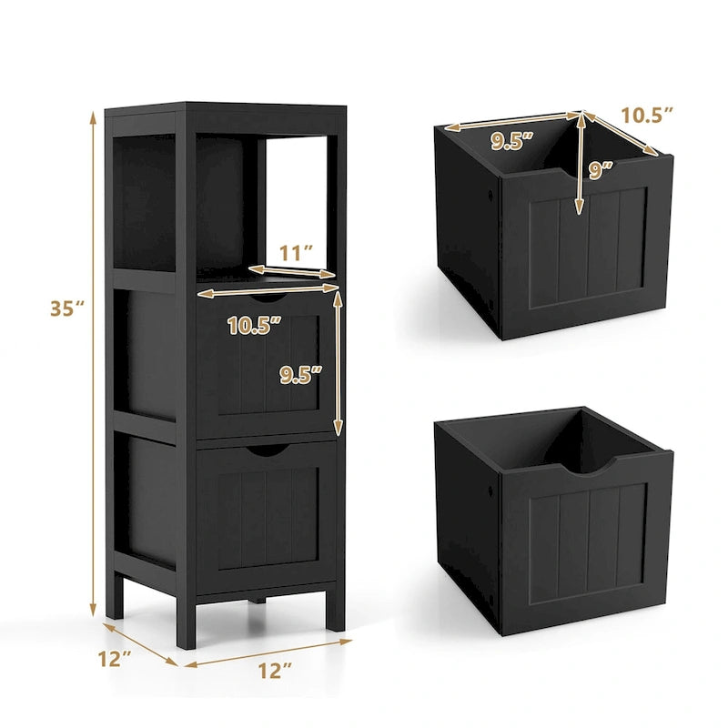 Meuble de salle de bain Costway, rangement latéral autoportant - Voir les détails