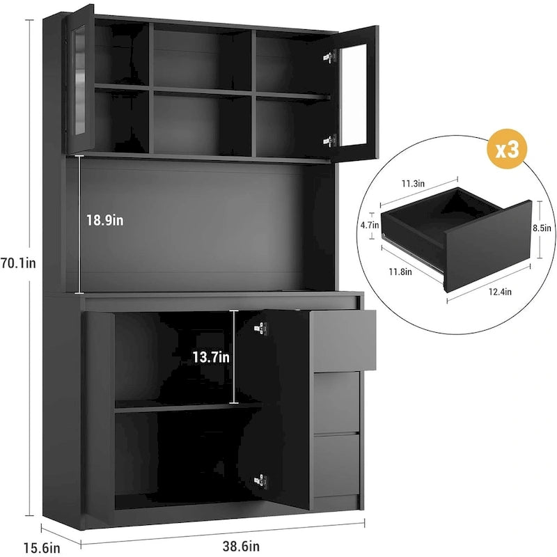 Armoire de rangement haute avec comptoir et éclairage LED