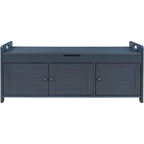 Banc de rangement en bois avec 3 portes à persiennes et coffre de rangement rabattable, banc à chaussures d'entrée avec étagères réglables