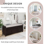 Banc de rangement en bois avec 3 portes à persiennes et coffre de rangement rabattable, banc à chaussures d'entrée avec étagères réglables