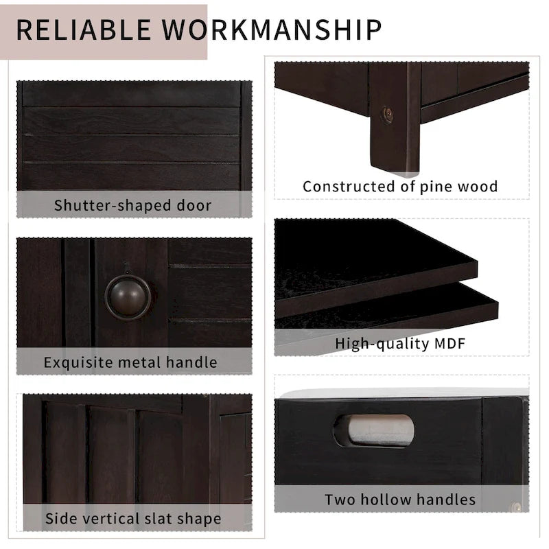 Banc de rangement en bois avec 3 portes à persiennes et coffre de rangement rabattable, banc à chaussures d'entrée avec étagères réglables