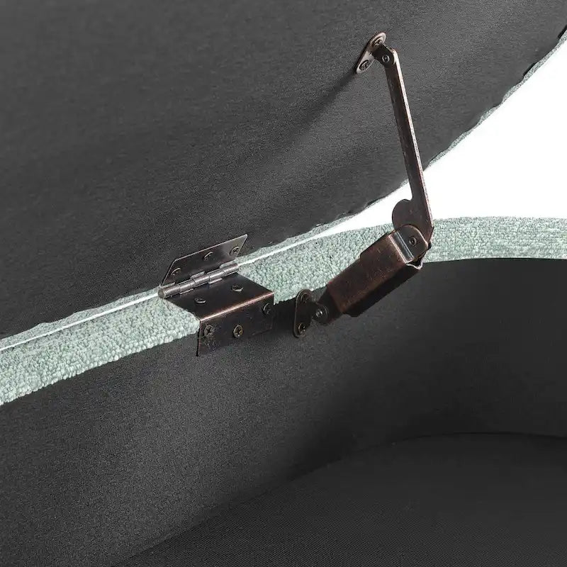 Banc de rangement ovale, recouvert de tissu, avec pieds en bois d'hévéa, pour chambre, entrée ou salon (43,5 x 16 x 16)