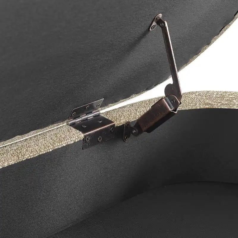 Banc de rangement ovale, recouvert de tissu, avec pieds en bois d'hévéa, pour chambre, entrée ou salon (43,5 x 16 x 16)