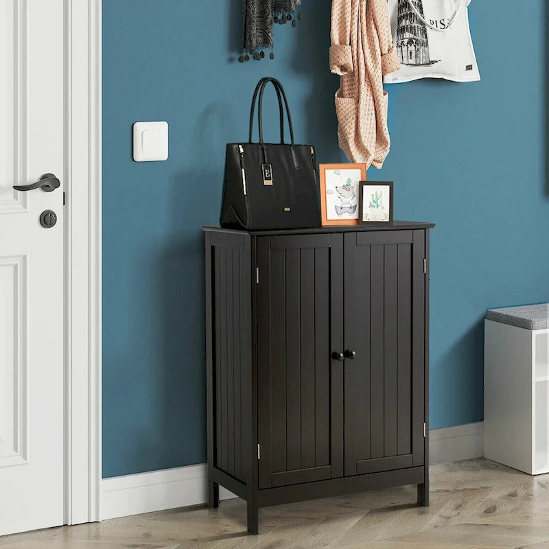 Meuble de rangement au sol Gymax pour salle de bain, placard de cuisine à double porte, meuble à chaussures