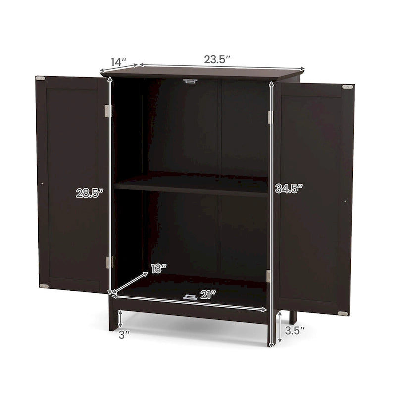 Meuble de rangement au sol Gymax pour salle de bain, placard de cuisine à double porte, meuble à chaussures