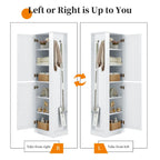 Armoire de rangement haute pour salle de bain avec deux crochets porte-serviettes, étagères réglables et porte à ouverture à gauche ou à droite