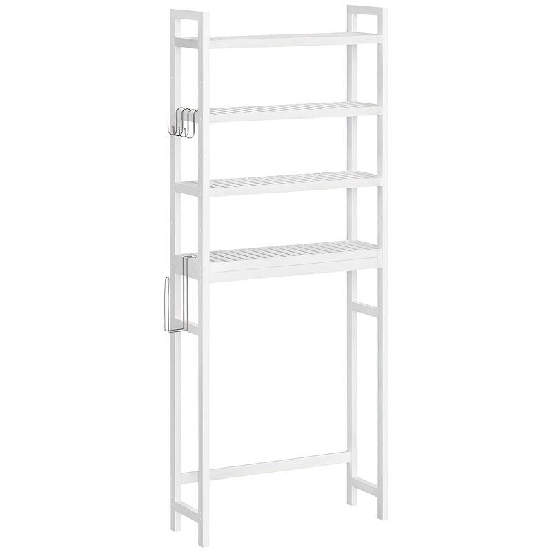 Étagère de rangement autoportante à 3 niveaux en osier, à placer au-dessus des toilettes, avec 3 niveaux d'étagère centrale réglables en hauteur.