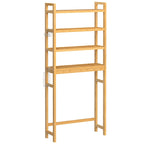 Étagère de rangement autoportante à 3 niveaux en osier, à placer au-dessus des toilettes, avec 3 niveaux d'étagère centrale réglables en hauteur.