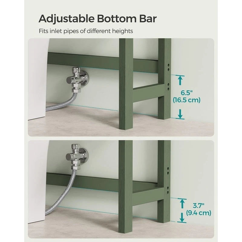 Étagère de rangement autoportante à 3 niveaux en osier, à placer au-dessus des toilettes, avec 3 niveaux d'étagère centrale réglables en hauteur.