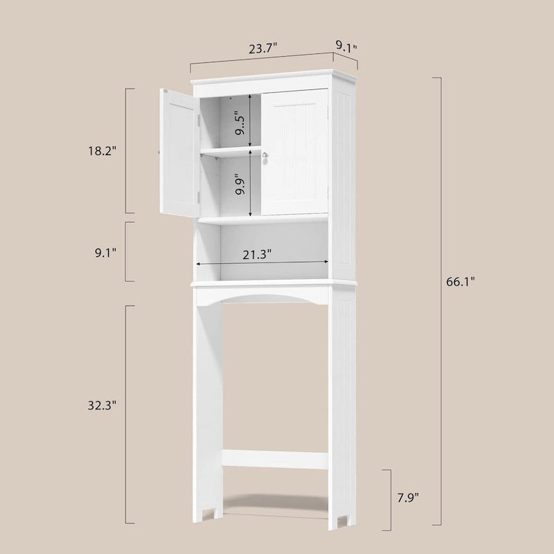 Meuble de rangement pour toilettes avec étagère réglable et double porte, étagère de toilette autoportante en bois plus haute