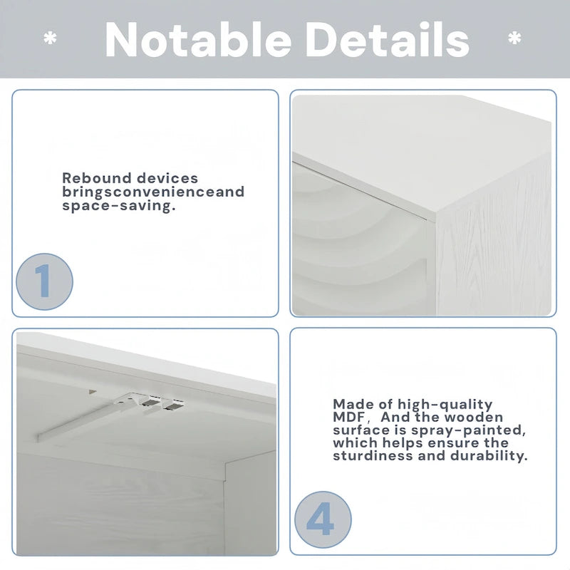 Buffet élégant avec portes cintrées à motif ondulé et étagères réglables