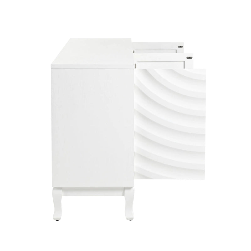 Buffet élégant avec portes cintrées à motif ondulé et étagères réglables