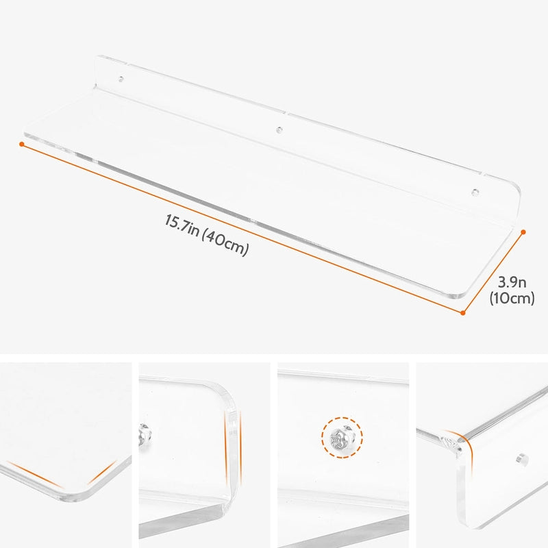 Étagères murales flottantes en acrylique transparent, idéales pour le rangement et l'organisation de la cuisine.